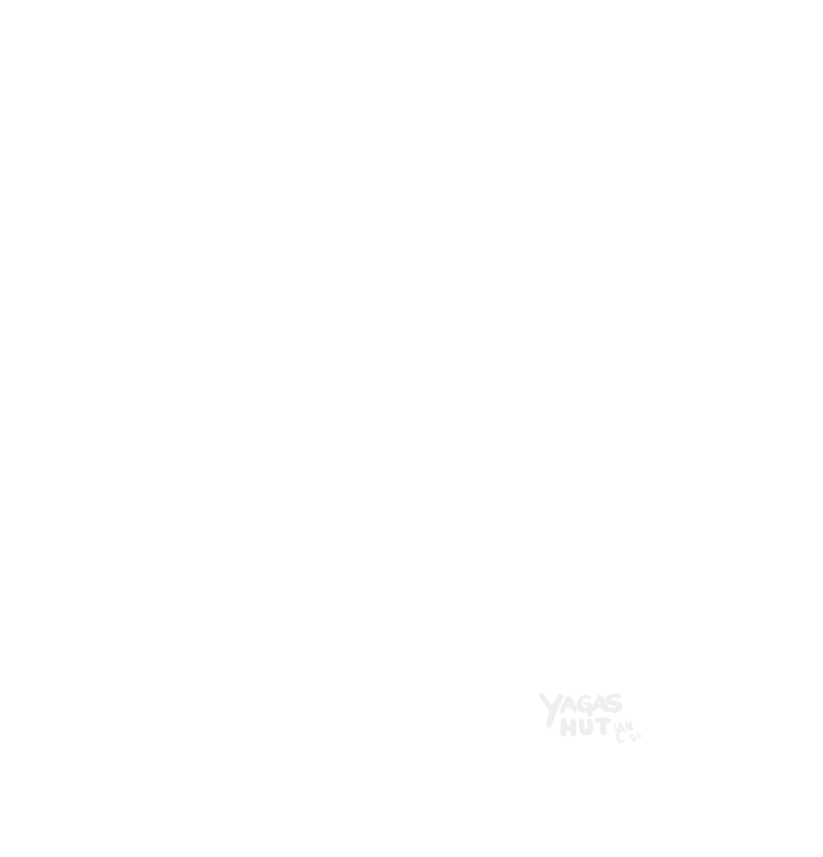 Line illustration of Baba Yaga’s hut skull fence.