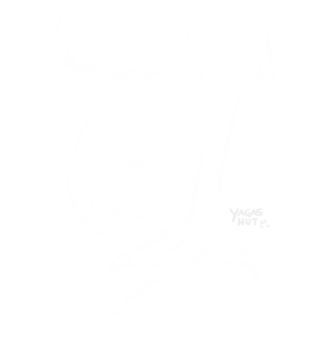 Line illustration of Baba Yaga’s hut chicken legs – the moving dwelling of the Slavic forest witch